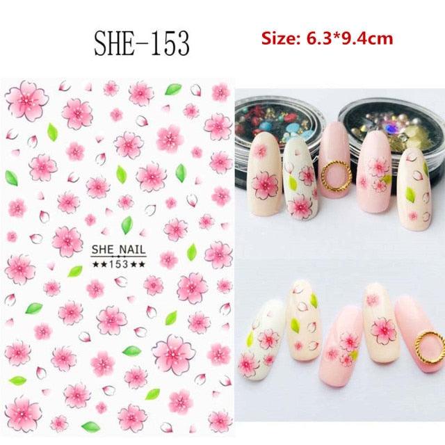 5D Embossed Nail Sticker Colorful Flower With Textured Water Slider Water Decal Nail