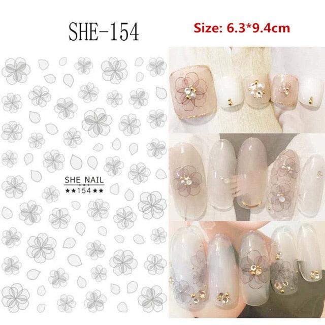 5D Embossed Nail Sticker Colorful Flower With Textured Water Slider Water Decal Nail