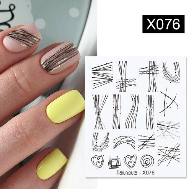 Abstract Lady Face Water Decals Fruit Flower Nail Stickers