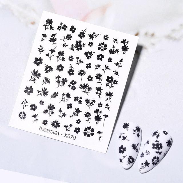 Abstract Lady Face Water Decals Fruit Flower Nail Stickers