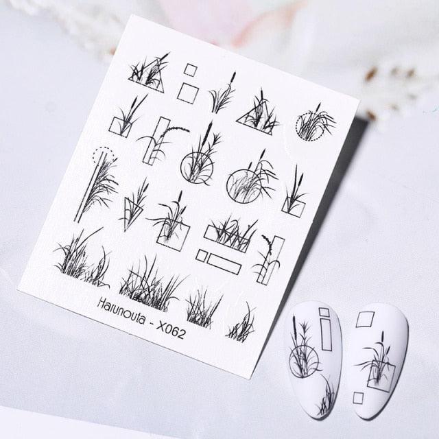 Abstract Lady Face Water Decals Fruit Flower Nail Stickers