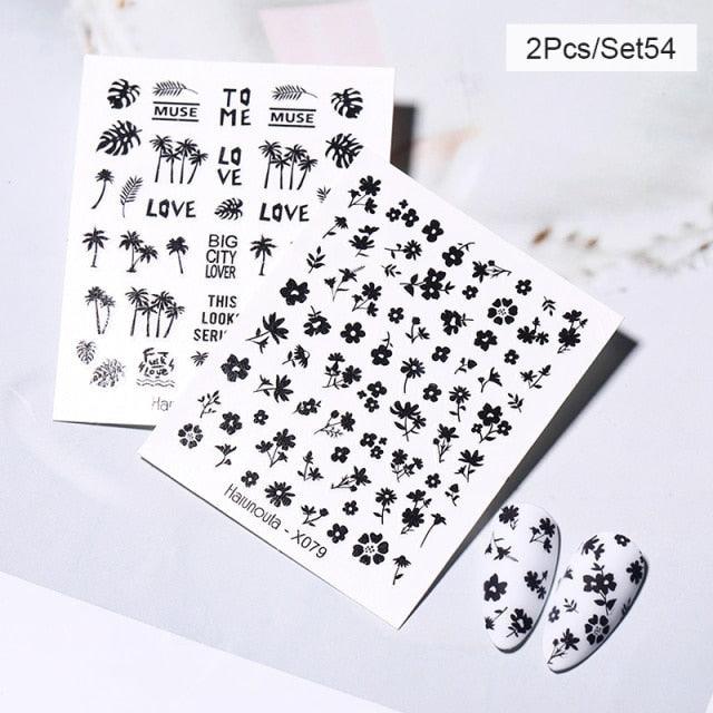 Abstract Lady Face Water Decals Fruit Flower Nail Stickers