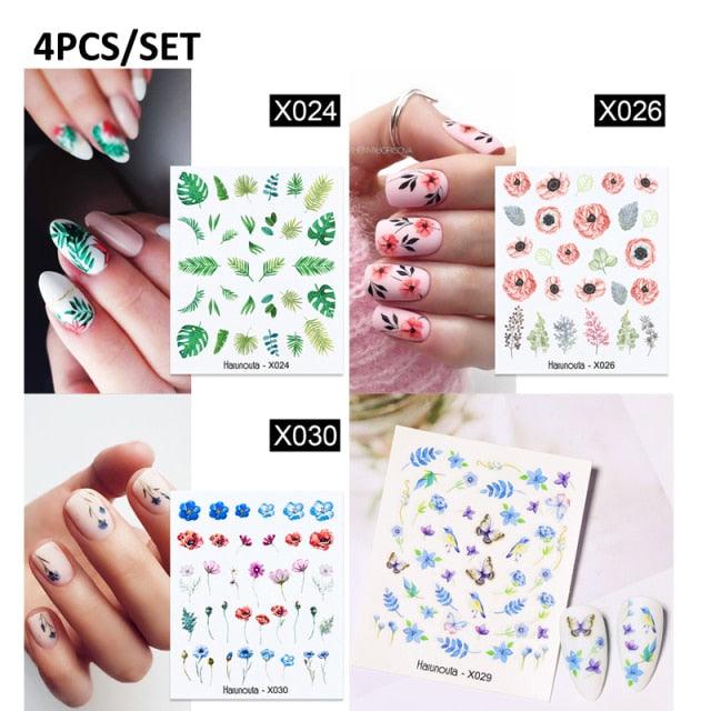 Abstract Lady Face Water Decals Fruit Flower Nail Stickers