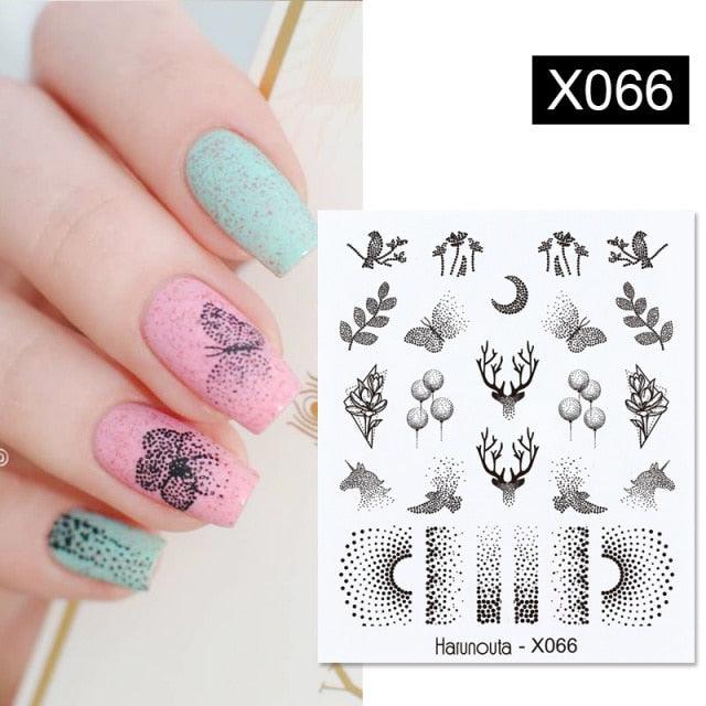 Abstract Lady Face Water Decals Fruit Flower Nail Stickers