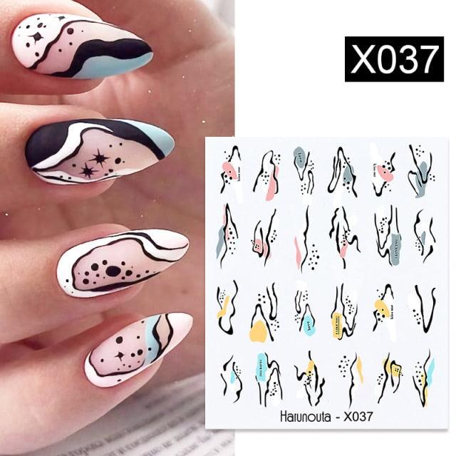 Abstract Lady Face Water Decals Fruit Flower Nail Stickers