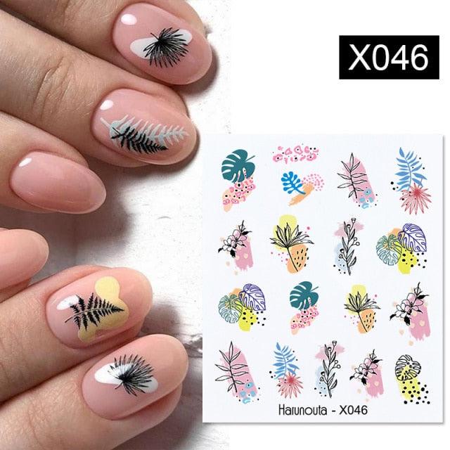 Abstract Lady Face Water Decals Fruit Flower Nail Stickers