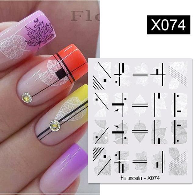 Abstract Lady Face Water Decals Fruit Flower Nail Stickers