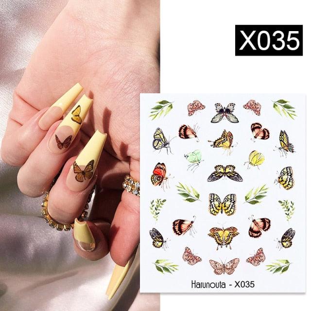 Abstract Lady Face Water Decals Fruit Flower Nail Stickers