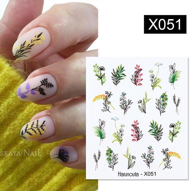 Abstract Lady Face Water Decals Fruit Flower Nail Stickers