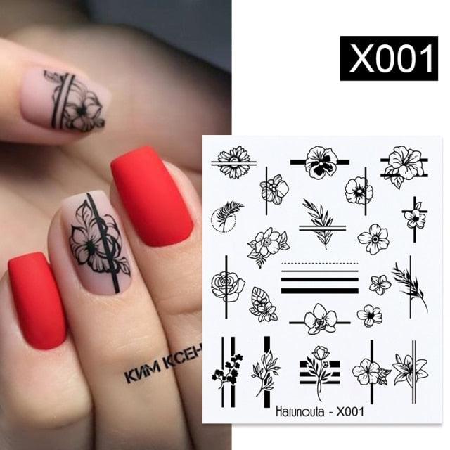 Abstract Lady Face Water Decals Fruit Flower Nail Stickers