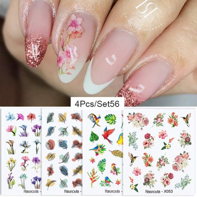 Abstract Lady Face Water Decals Fruit Flower Nail Stickers