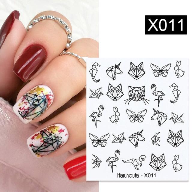 Abstract Lady Face Water Decals Fruit Flower Nail Stickers