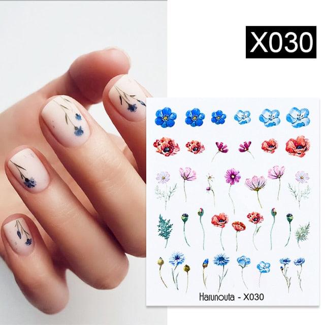 Abstract Lady Face Water Decals Fruit Flower Nail Stickers