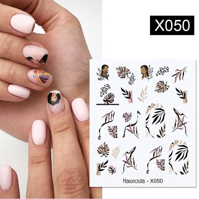Abstract Lady Face Water Decals Fruit Flower Nail Stickers