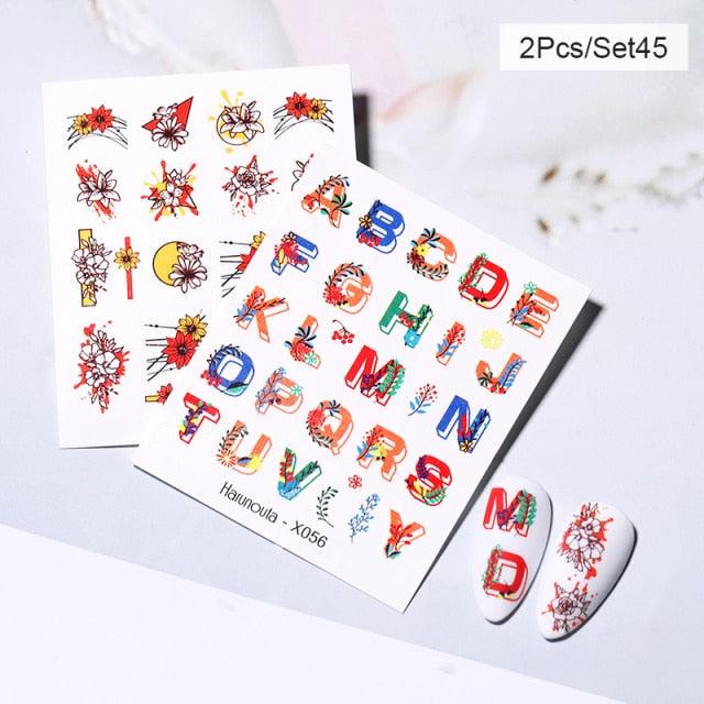 Abstract Lady Face Water Decals Fruit Flower Nail Stickers