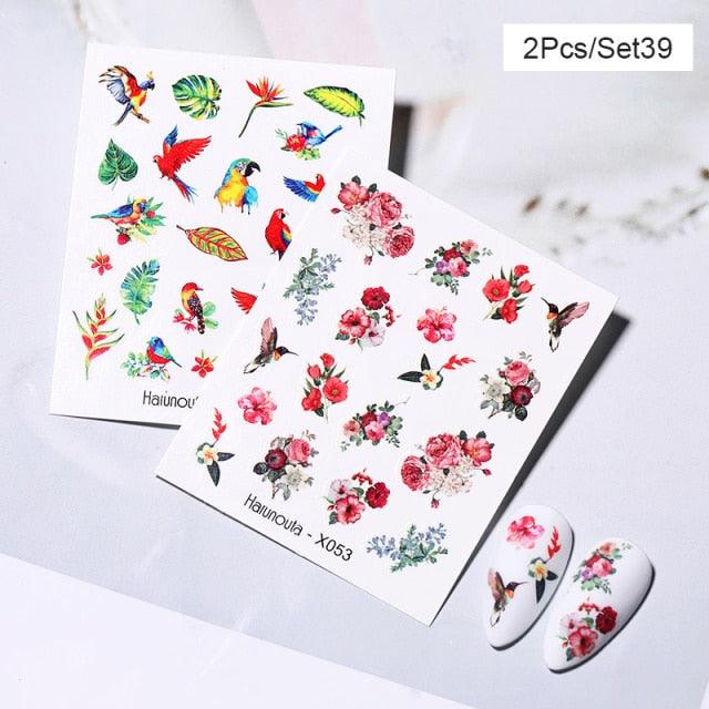 Abstract Lady Face Water Decals Fruit Flower Nail Stickers