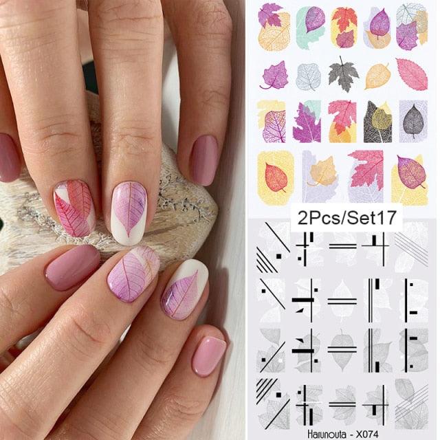 Abstract Lady Face Water Decals Fruit Flower Nail Stickers