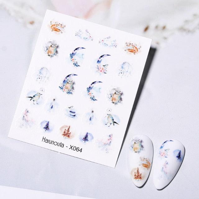 Abstract Lady Face Water Decals Fruit Flower Nail Stickers