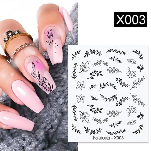 Abstract Lady Face Water Decals Fruit Flower Nail Stickers