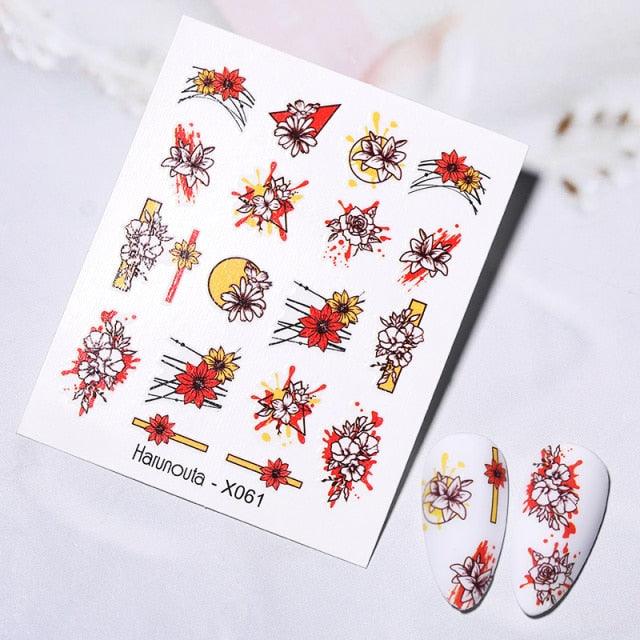 Abstract Lady Face Water Decals Fruit Flower Nail Stickers