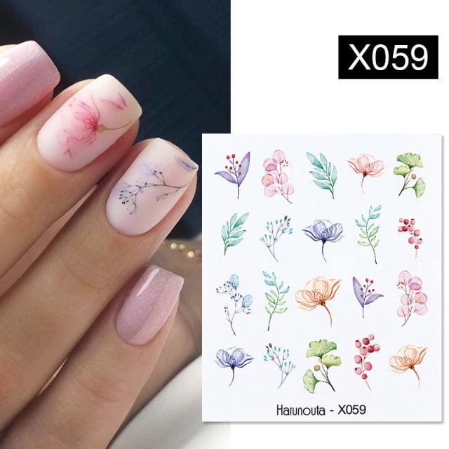 Abstract Lady Face Water Decals Fruit Flower Nail Stickers