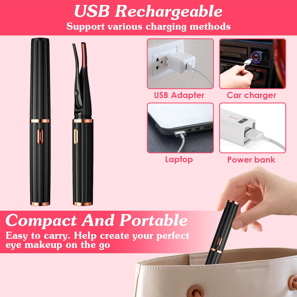 2 In 1 Clip Comb Heated Eyelash Curler Electric Mini Lash Curler