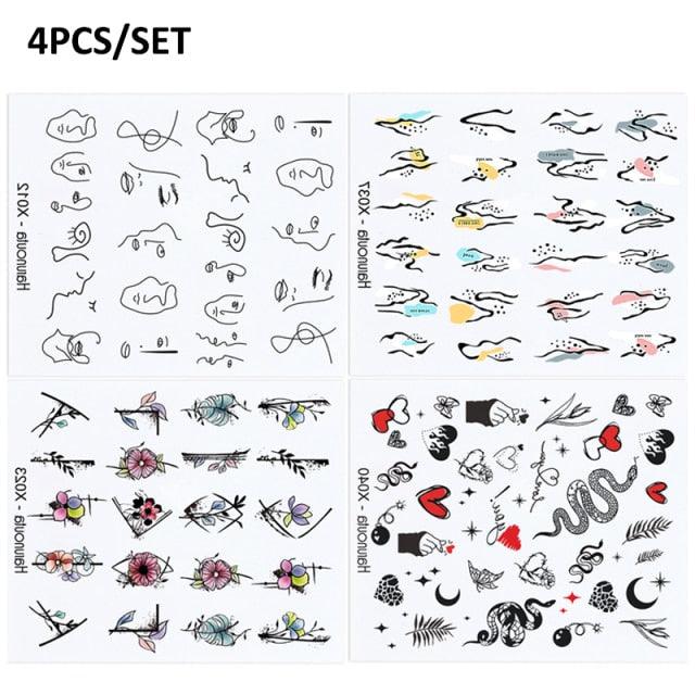 Abstract Lady Face Water Decals Fruit Flower Nail Stickers