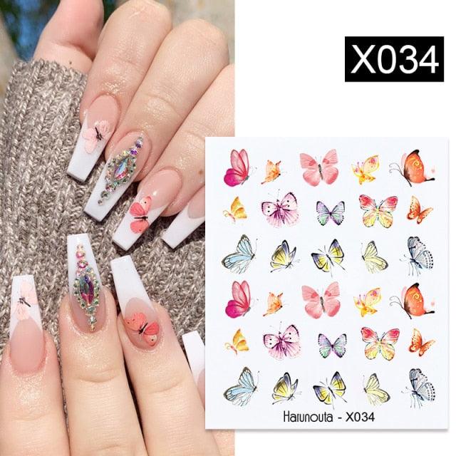 Abstract Lady Face Water Decals Fruit Flower Nail Stickers