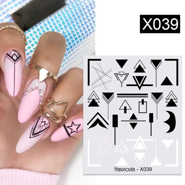 Abstract Lady Face Water Decals Fruit Flower Nail Stickers
