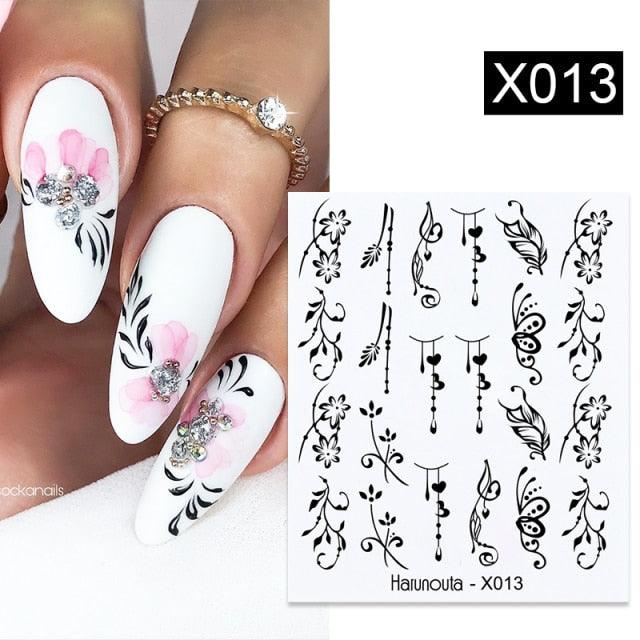 Abstract Lady Face Water Decals Fruit Flower Nail Stickers