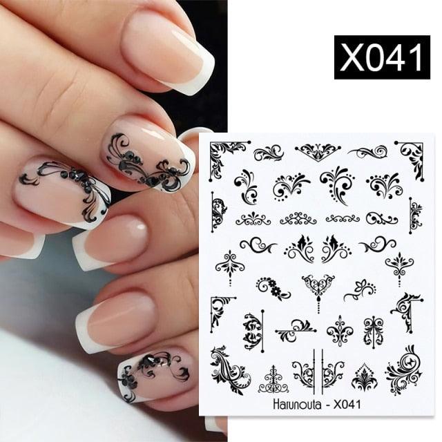 Abstract Lady Face Water Decals Fruit Flower Nail Stickers