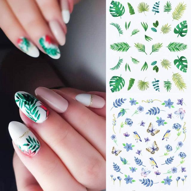 Abstract Lady Face Water Decals Fruit Flower Nail Stickers