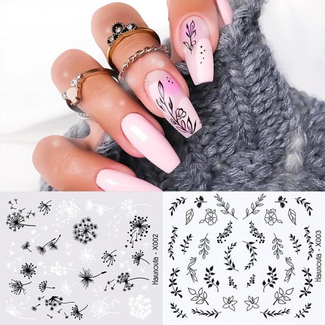 Abstract Lady Face Water Decals Fruit Flower Nail Stickers