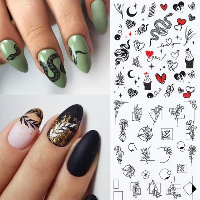 Abstract Lady Face Water Decals Fruit Flower Nail Stickers