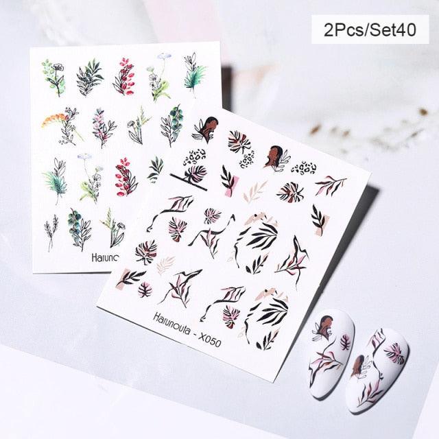 Abstract Lady Face Water Decals Fruit Flower Nail Stickers