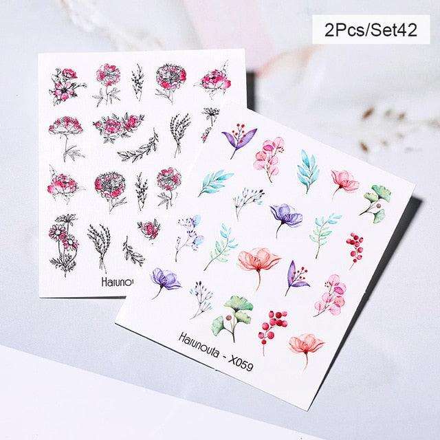 Abstract Lady Face Water Decals Fruit Flower Nail Stickers