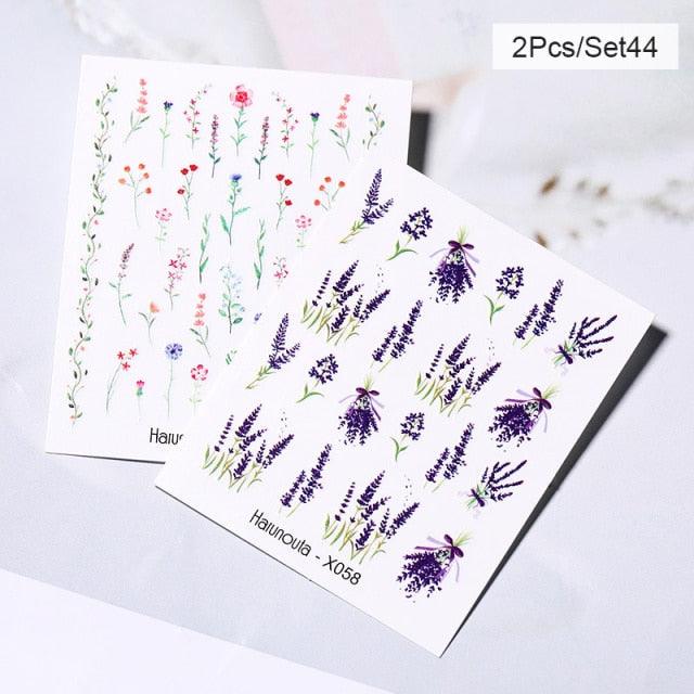 Abstract Lady Face Water Decals Fruit Flower Nail Stickers