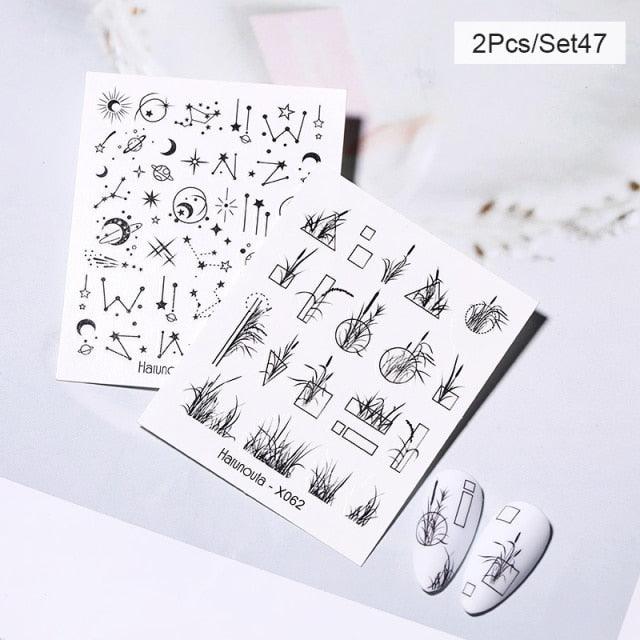 Abstract Lady Face Water Decals Fruit Flower Nail Stickers