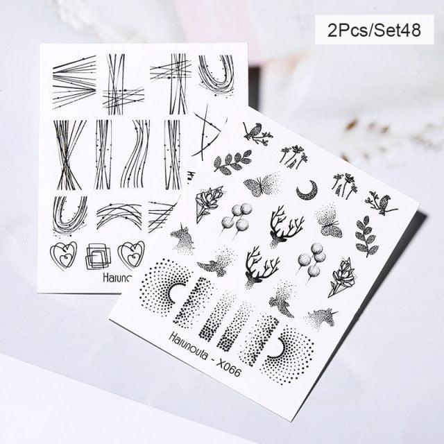 Abstract Lady Face Water Decals Fruit Flower Nail Stickers