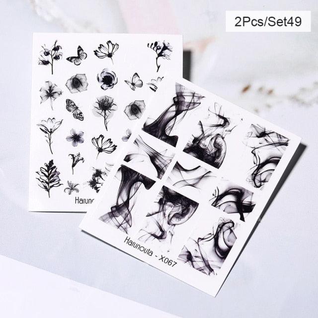 Abstract Lady Face Water Decals Fruit Flower Nail Stickers