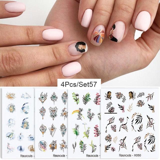 Abstract Lady Face Water Decals Fruit Flower Nail Stickers
