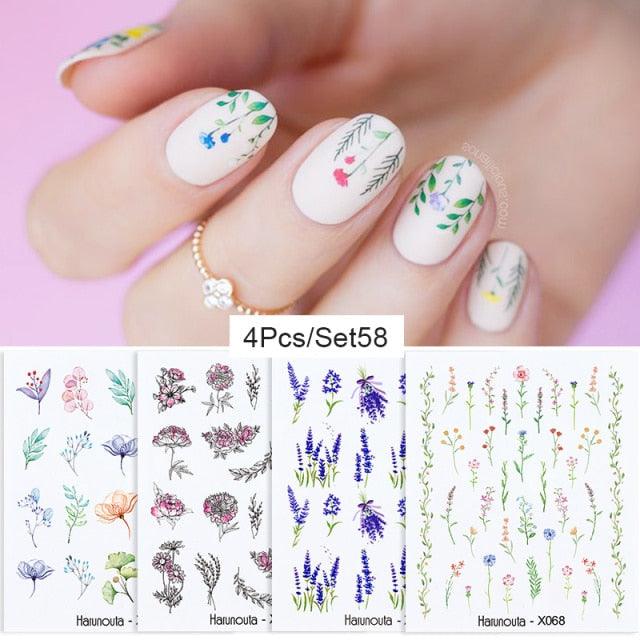 Abstract Lady Face Water Decals Fruit Flower Nail Stickers