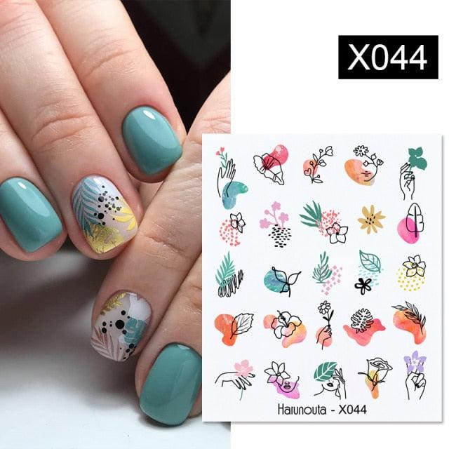 Abstract Lady Face Water Decals Fruit Flower Nail Stickers