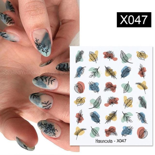 Abstract Lady Face Water Decals Fruit Flower Nail Stickers