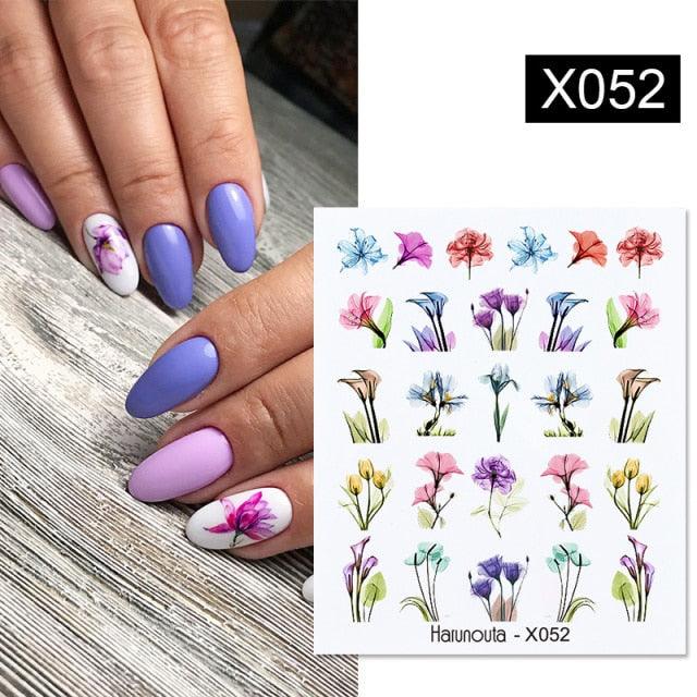 Abstract Lady Face Water Decals Fruit Flower Nail Stickers