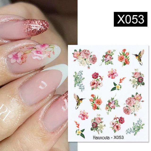 Abstract Lady Face Water Decals Fruit Flower Nail Stickers