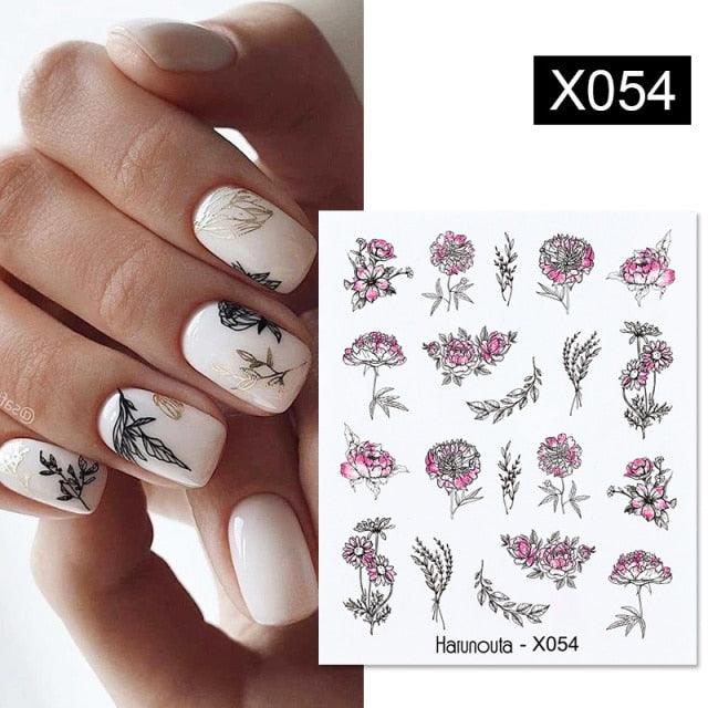Abstract Lady Face Water Decals Fruit Flower Nail Stickers