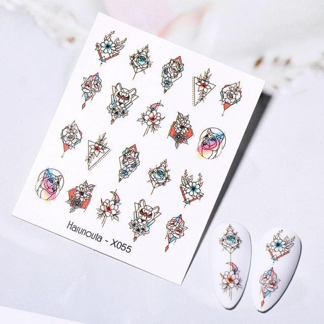 Abstract Lady Face Water Decals Fruit Flower Nail Stickers