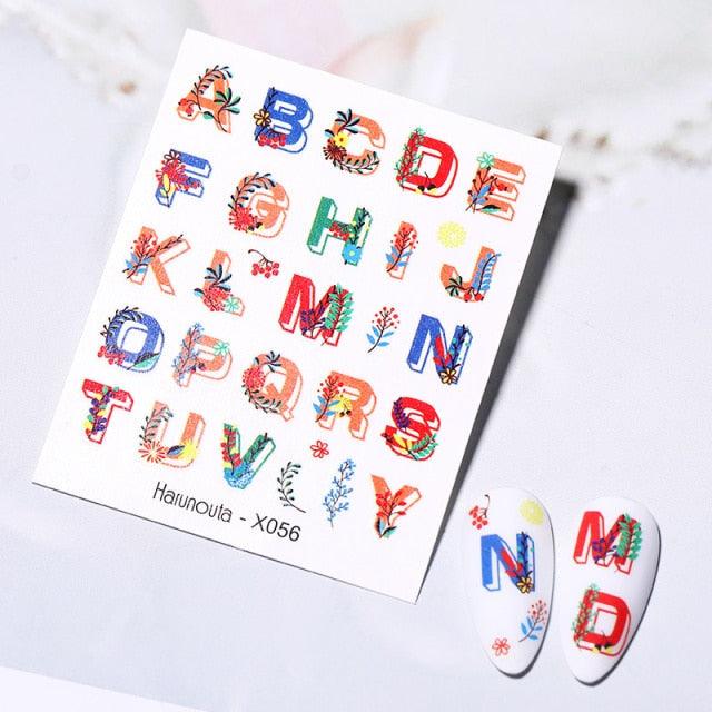 Abstract Lady Face Water Decals Fruit Flower Nail Stickers
