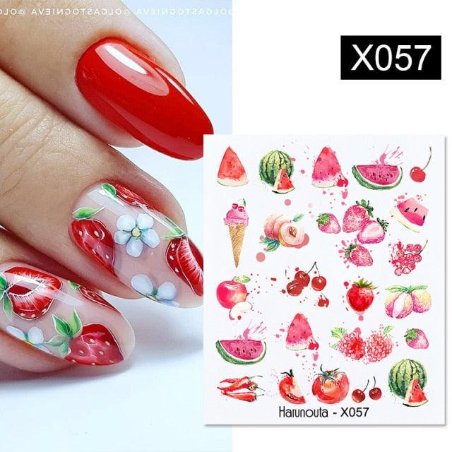 Abstract Lady Face Water Decals Fruit Flower Nail Stickers